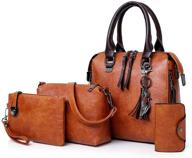 👜 stylish leather handbag set: women's top handle satchel tote bags (4 pcs) logo