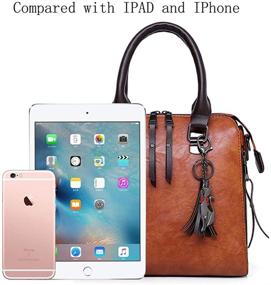 img 2 attached to 👜 Stylish Leather Handbag Set: Women's Top Handle Satchel Tote Bags (4 pcs)