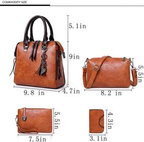 img 3 attached to 👜 Stylish Leather Handbag Set: Women's Top Handle Satchel Tote Bags (4 pcs)