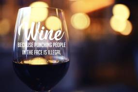 img 1 attached to 🍷 Hilarious Wine Glass Gift - Wine Because Punching People Is Illegal! 15oz Glass for Him, Her, Mom, Wife, Boss, Sister, Best Friend, BFF - Ideal Birthday Gift for Coworker!