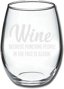 img 2 attached to 🍷 Hilarious Wine Glass Gift - Wine Because Punching People Is Illegal! 15oz Glass for Him, Her, Mom, Wife, Boss, Sister, Best Friend, BFF - Ideal Birthday Gift for Coworker!