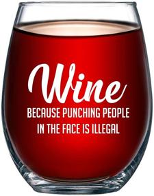 img 4 attached to 🍷 Hilarious Wine Glass Gift - Wine Because Punching People Is Illegal! 15oz Glass for Him, Her, Mom, Wife, Boss, Sister, Best Friend, BFF - Ideal Birthday Gift for Coworker!