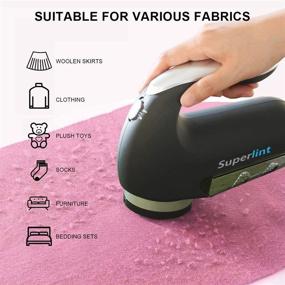 img 2 attached to 🧶 SUPER LINT Electric Sweater Shaver - Best Rated Fuzz Pill Bobble Remover for Fabric, Fleece, Curtains, and Clothes - Black & Silver