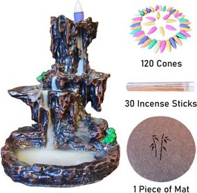 img 3 attached to 🏞️ Fall Backflow Waterfall Incense Burner with Resin Mountain Design, Decorative Home Incense Holder, Aromatherapy & Environmental Cleansing for an Attractive Ambiance