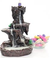 🏞️ fall backflow waterfall incense burner with resin mountain design, decorative home incense holder, aromatherapy & environmental cleansing for an attractive ambiance logo