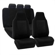 fh group fb107black115 premium fabric full set seat cover - airbag compatible & stylish black design logo