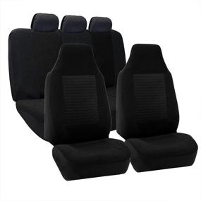 img 4 attached to FH Group FB107BLACK115 Premium Fabric Full Set Seat Cover - Airbag Compatible & Stylish Black Design