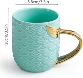 img 3 attached to 🧜 VANUODA Mermaid Coffee Mug - Ceramic Cup with Tail Handle: Perfect Gifts for Women, Mom, Grandma, Girls, Wife, Friends, Her - Ideal for Valentine's, Mother's Day, Christmas, Birthdays, Bridal, Engagement, Wedding (Blue)