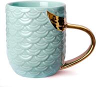 🧜 vanuoda mermaid coffee mug - ceramic cup with tail handle: perfect gifts for women, mom, grandma, girls, wife, friends, her - ideal for valentine's, mother's day, christmas, birthdays, bridal, engagement, wedding (blue) logo