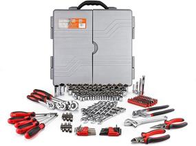 img 3 attached to 🔧 Ultimate Cartman Red Ratchet Wrench Set: 205Pcs Sockets Kit in Durable Plastic Toolbox