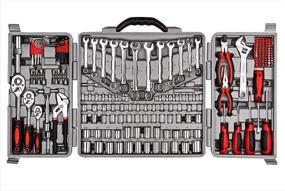 img 4 attached to 🔧 Ultimate Cartman Red Ratchet Wrench Set: 205Pcs Sockets Kit in Durable Plastic Toolbox