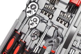 img 2 attached to 🔧 Ultimate Cartman Red Ratchet Wrench Set: 205Pcs Sockets Kit in Durable Plastic Toolbox
