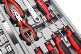 img 1 attached to 🔧 Ultimate Cartman Red Ratchet Wrench Set: 205Pcs Sockets Kit in Durable Plastic Toolbox