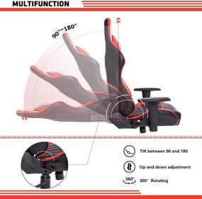 img 1 attached to 💺 Premium Bowthy Massage Gaming Chair: Ultimate Comfort for Adults - Ergonomic, Heavy Duty, Big & Tall - Red Racing Style - Headrest & Lumbar Support