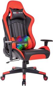 img 4 attached to 💺 Premium Bowthy Massage Gaming Chair: Ultimate Comfort for Adults - Ergonomic, Heavy Duty, Big & Tall - Red Racing Style - Headrest & Lumbar Support