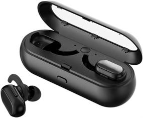 img 2 attached to GabbaGoods TrueBuds 813085025246: Truly Wireless Bluetooth Earbuds with Noise Reduction & Sweat Resistance, Ultra Lightweight Cordless Workout Headphones + Charging Pod - Black