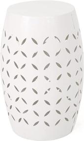 img 4 attached to Stylish Lace Cut Iron Accent Table - Christopher Knight Home Jorell Indoor, White