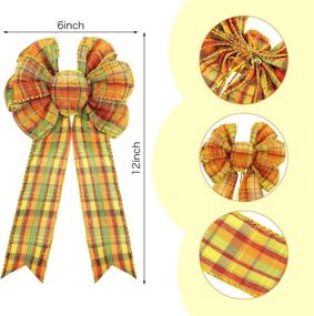 img 3 attached to 6-Piece 6-Inch Fall Wreath Bow Set - Orange Buffalo Check Large 🍂 Bow for Halloween and Thanksgiving Decor - Perfect for Wreaths, Baskets, and More! (Orange-Green)