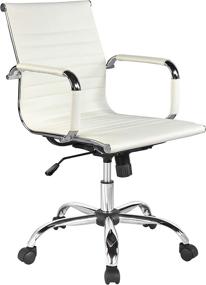 img 3 attached to White Mid-Back Leather Office Desk Chair WF-7160 by Winport Furniture - Single Stack