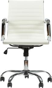 img 4 attached to White Mid-Back Leather Office Desk Chair WF-7160 by Winport Furniture - Single Stack