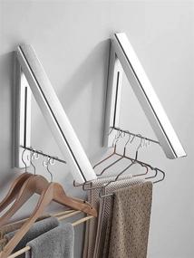 img 4 attached to 👕 2 Pack Retractable Clothes Rack - Wall Mounted Folding Clothes Hanger Drying Rack for Laundry Room Closet Storage Organization, Silver - MISSMIN