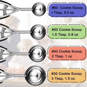 img 3 attached to 🍪 JUNADAEL J Cookie Scoop - High-Quality Stainless Steel, Ergonomic Handle - Perfect for Scooping Cookie Dough (2 Tbsp) - Spring-Loaded Scooper in Stylish Black