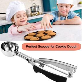 img 2 attached to 🍪 JUNADAEL J Cookie Scoop - High-Quality Stainless Steel, Ergonomic Handle - Perfect for Scooping Cookie Dough (2 Tbsp) - Spring-Loaded Scooper in Stylish Black