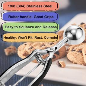 img 1 attached to 🍪 JUNADAEL J Cookie Scoop - High-Quality Stainless Steel, Ergonomic Handle - Perfect for Scooping Cookie Dough (2 Tbsp) - Spring-Loaded Scooper in Stylish Black