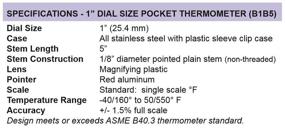 img 3 attached to PIC B1B5 Термометр из нержавеющей стали диаметром