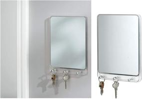 img 4 attached to 🔑 InterDesign Linus Entryway Mirror and Key Rack Organizer - Wall Mount, BPA-Free, Clear/Chrome, 1.75"x6.75"x9.25