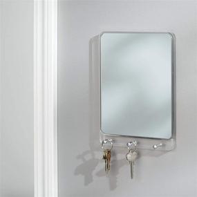 img 2 attached to 🔑 InterDesign Linus Entryway Mirror and Key Rack Organizer - Wall Mount, BPA-Free, Clear/Chrome, 1.75"x6.75"x9.25