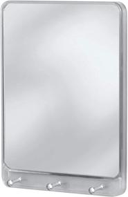 img 1 attached to 🔑 InterDesign Linus Entryway Mirror and Key Rack Organizer - Wall Mount, BPA-Free, Clear/Chrome, 1.75"x6.75"x9.25