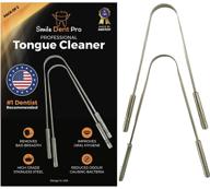 👅 tongue scraper cleaner (2 pack) smile dent pro - stainless steel metal, tongue brush, sweeper for eliminating bad breath - oral care and mouth hygiene solution logo