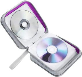 img 3 attached to 💜 Siveit CD-кейс - чехол для хранения 40 дисков CD DVD высокой емкости с органайзером, держателем VCD, альбомом и буклетом (фиолетовый)