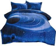 🌌 ntbed 3d galaxy comforter sets: reversible outer space quilted bedding for boys teen - lightweight & ultra soft microfiber - blue, full logo