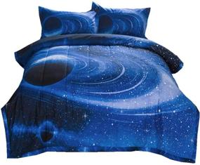 img 4 attached to 🌌 NTBED 3D Galaxy Comforter Sets: Reversible Outer Space Quilted Bedding for Boys Teen - Lightweight & Ultra Soft Microfiber - Blue, Full