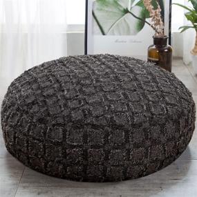 img 4 attached to Higogo Round Plaid Pouf Floor Cushion - 3D Handmade Color-Checkered Seating Pillow, Diameter 24 Inch - Ideal for Reading, Study, Movies, and Games - Removable Black Cover