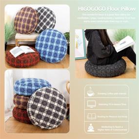 img 3 attached to Higogo Round Plaid Pouf Floor Cushion - 3D Handmade Color-Checkered Seating Pillow, Diameter 24 Inch - Ideal for Reading, Study, Movies, and Games - Removable Black Cover