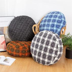 img 2 attached to Higogo Round Plaid Pouf Floor Cushion - 3D Handmade Color-Checkered Seating Pillow, Diameter 24 Inch - Ideal for Reading, Study, Movies, and Games - Removable Black Cover