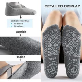 img 3 attached to 🧦 COMSUKI Non Slip Cotton Yoga Socks: Grips, Straps, and Performance for Yoga, Pilates, Ballet, and Barre - Women Dancers Essential