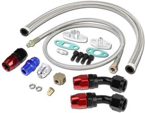 img 4 attached to 🔧 Universal Silver Turbo Charger Oil Drain/Feed Line Complete Kit - DNA Motoring OFL-KIT-008-SL