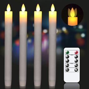 img 4 attached to 🕯️ Enhance Your Christmas Decor with GenSwin LED Taper Candles - Remote & Timer, Flickering Flameless Wax Window Candles (Set of 4, 0.78 x 9.5 Inches, White)