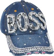 👑 women's rhinestone baseball cap with popfizzy bling, bedazzled and distressed denim hat, fancy bejeweled caps logo