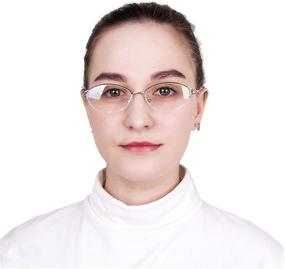 img 1 attached to 👓 Очки для чтения LifeArt Alloy Semi-Rimless с блокировкой синего света, предотвращающие усталость глаз, компьютерные игровые очки для женщин и мужчин, очки для телевизора, антибликовые (фиолетово-серебристые, +0.00 увеличение)