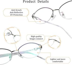 img 3 attached to 👓 Очки для чтения LifeArt Alloy Semi-Rimless с блокировкой синего света, предотвращающие усталость глаз, компьютерные игровые очки для женщин и мужчин, очки для телевизора, антибликовые (фиолетово-серебристые, +0.00 увеличение)