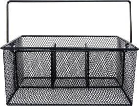 img 1 attached to 🍴 Maypes Stainless Steel Utensil Caddy - Buffet Organizer for Parties, Picnics, and Entertaining Events - Silverware, Condiments, Napkin, Forks, and Knives Holder (Black)