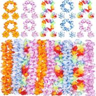 🌺 40 piece innocheer hawaiian leis set - elastic flower necklaces, headbands, and wristbands for luau party supplies, tropical decorations, beach and birthday party favors logo