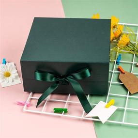 img 3 attached to 🎁 2-х частная складная подарочная коробка с магнитным замком - зеленая атласная лента - 8x8x4 дюйма - Идеально для вечеринок, свадеб, упаковки подарков, предложений девичника и хранения - От WRAPAHOLIC