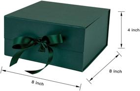 img 1 attached to 🎁 2-х частная складная подарочная коробка с магнитным замком - зеленая атласная лента - 8x8x4 дюйма - Идеально для вечеринок, свадеб, упаковки подарков, предложений девичника и хранения - От WRAPAHOLIC