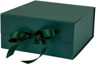 🎁 2-х частная складная подарочная коробка с магнитным замком - зеленая атласная лента - 8x8x4 дюйма - идеально для вечеринок, свадеб, упаковки подарков, предложений девичника и хранения - от wrapaholic логотип